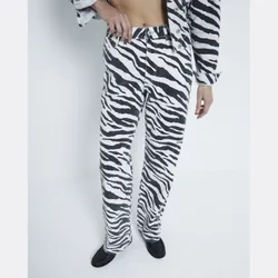Womens Straight Jeans Black Zebra Relaxed Cotton - Size 12 Short