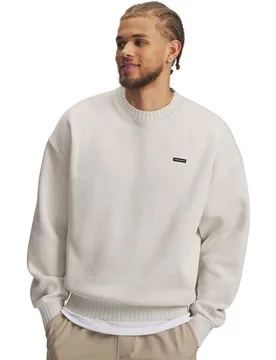 Mens Icon Hvy Rib Crew In White - Size Large - Under armour - FashionsVida