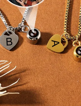 Collar conmemorativo personalizado para mascotas con proyección de foto, collar con forma de corazón con proyección de huella y nombre, joyería co - Shein - FashionsVida