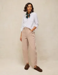 Mid Rise Embroidered Barrel Jeans Natural female