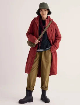 Waterproof Hooded Longline Raincoat Red female - Seasalt cornwall - FashionsVida