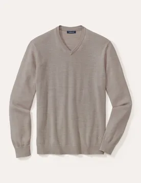 V-Pullover Merino Extrafein, , Farbe Beige, 48, reine, extrafeine Merinowolle temperaturausgleichend Herren - Walbusch - FashionsVida