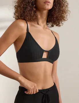 Sujetador de algodón a rayas cómodo minimalista suave de algodón puro con cierre trasero para mujer - Shein - FashionsVida