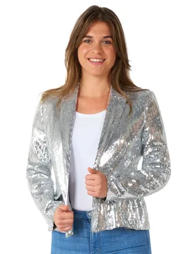 Silberne Pailletten Blazerjacke Suitmeister - Oppo - FashionsVida
