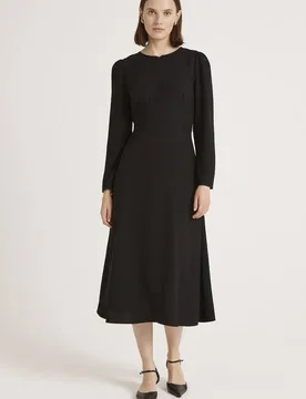 Women's Petite Caley Crepe Zip Front Midi Dress in Black Size: 16 - Black - Size: 16 - Finery London - FashionsVida