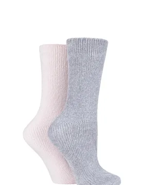 Pair Opal Pink Chenille Boot Socks Ladies 4-8 Ladies - - Assorted - Size: Small - ELLE - FashionsVida