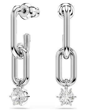 Orecchini pendenti Constella, Taglio Round, Bianchi, Placcato rodio OS - Swarovski - FashionsVida