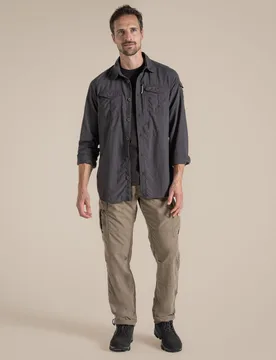 Mens Adventure Iii Nosilife Long-Sleeved Shirt (Black Pepper) - Size X-Large - Craghoppers - FashionsVida