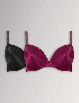 Women's 2 Pack T-Shirt Bras in Red Size: 38E - Red - Size: 38E - Yours - FashionsVida