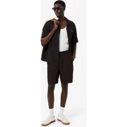 Bermudas de hombre de sarga con mezcla de lino de corte regular