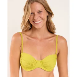 Top de bikini balconette liso con relleno