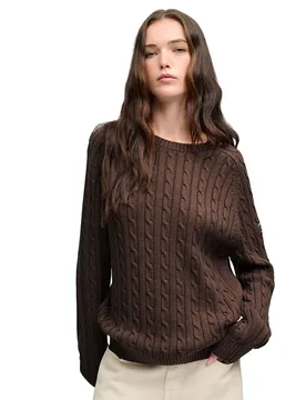 Pull Slouchy Cable Chocolate Brown Marl S - Superdry - FashionsVida