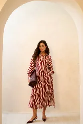 Women's Burgundy Zebra Print Batwing Sleeves Shirt Dress Size: 14 - Burgundy - Size: 14