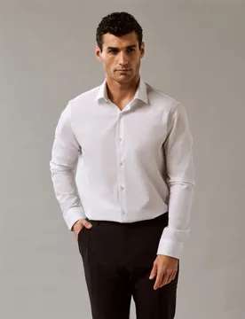 Camisa de vestir Hombre de popelina slim lisa - Calvin Klein - FashionsVida