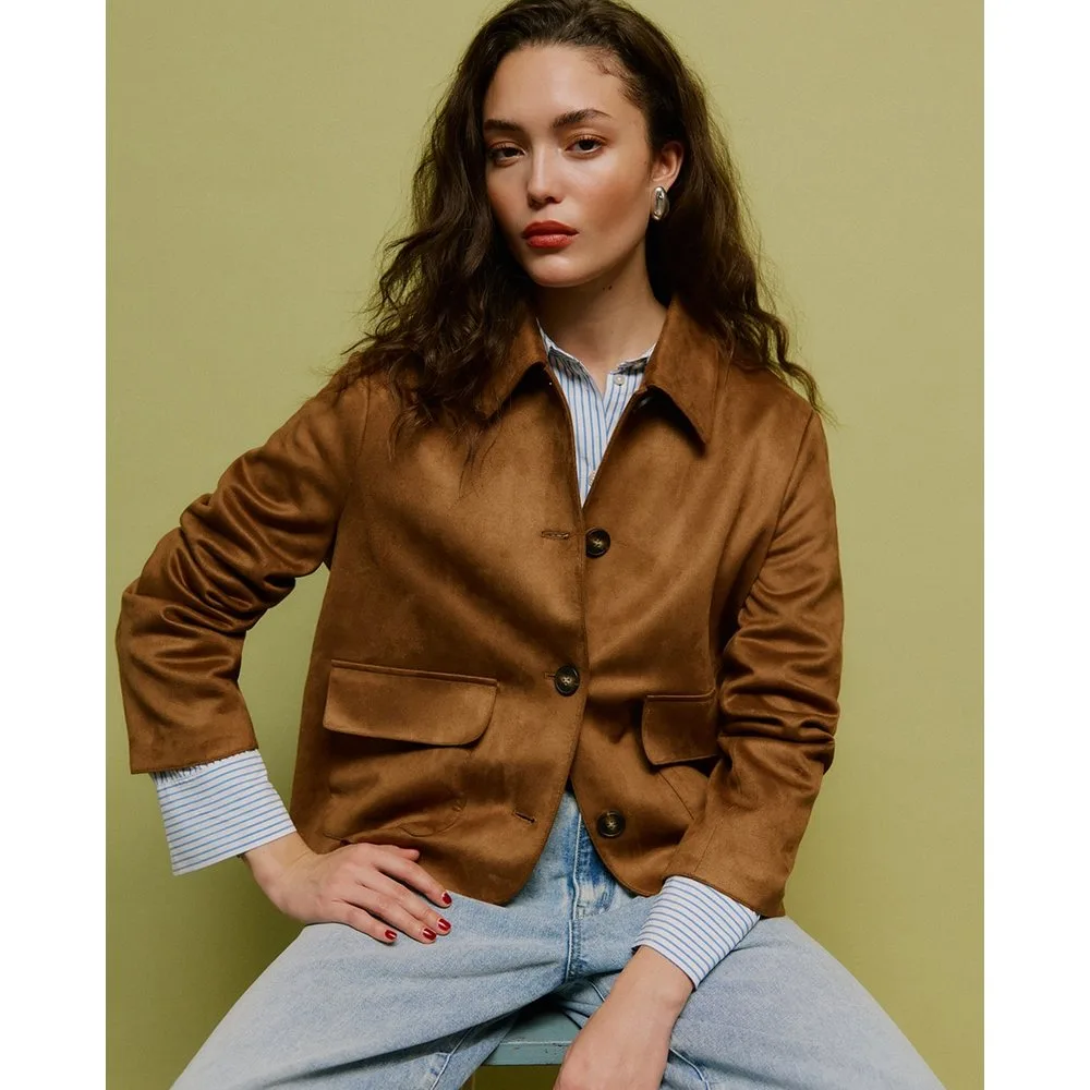 Cazadora de botones de mujer efecto ante - Vero Moda - FashionsVida