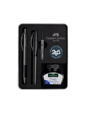 Set Füllhalter Medium und Kugelschreiber Essentio Carbon Black schwarz baby - Faber-Castell - FashionsVida