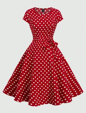 Vestido romántico rojo con lunares en talla grande 3XL - Shein - FashionsVida