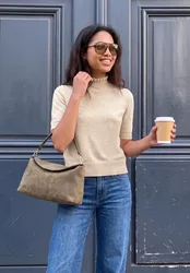 Street One Kurzarm Pullover mit Turtle Neck female Beige