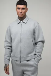 Mens Tall Oversized Boxy Scuba Marl Harrington Jacket - Grey - Size Large
