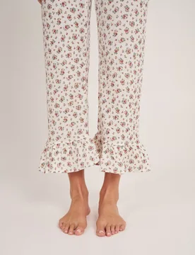 Pantalón largo con volante con estampado floral - Bohodot - FashionsVida