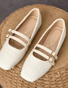 Zapatos de estilo retro para mujer con doble correa tipo Mary Jane, de punta cuadrada y suela plana, zapatos cómodos para ir y venir - Shein - FashionsVida