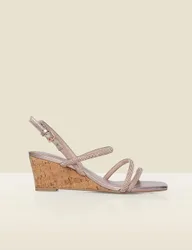 Metallic Ankle Strap Wedge Espadrilles Gold female