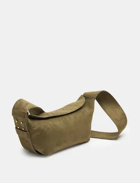 Suedette Sling Shoulder Bag Khaki female - M&S - FashionsVida