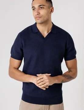 Mens Cotton Short Sleeve V-Neck Polo Shirt - Kensington - FashionsVida