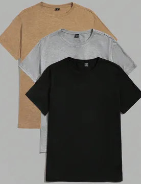 Camiseta de hombre de manga corta de punto liso y sencilla para uso diario XXL - Shein - FashionsVida