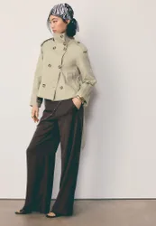 Trenchcoat mit Stehkragen und Gürtel Beige S