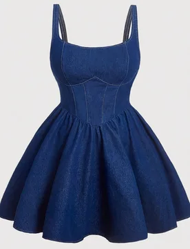 Mono vestido vaquero casual de talla grande de unicolor con cintura ajustada 2XL - Shein - FashionsVida