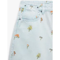 Bermudas de mujer 100% algodón denim con detalles florales