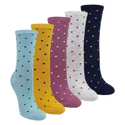 Womens 5 Pairs Ladies Multi Spot Socks - Soft Cotton Rich Polka Dot Everyday - Multicolour - Size Uk 4-8