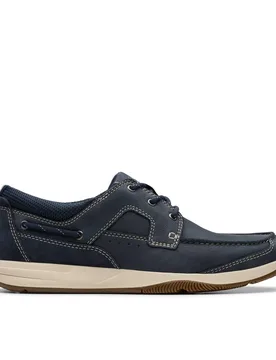 Men's Sailview Lace Navy Nubuck Boat Shoes, Lace Up in Blue Size: 6.5-Standard Fit - Blue - Size: 6.5-Standard Fit - Clarks - FashionsVida