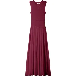 Vestido largo acampanado de punto pointelle sin mangas