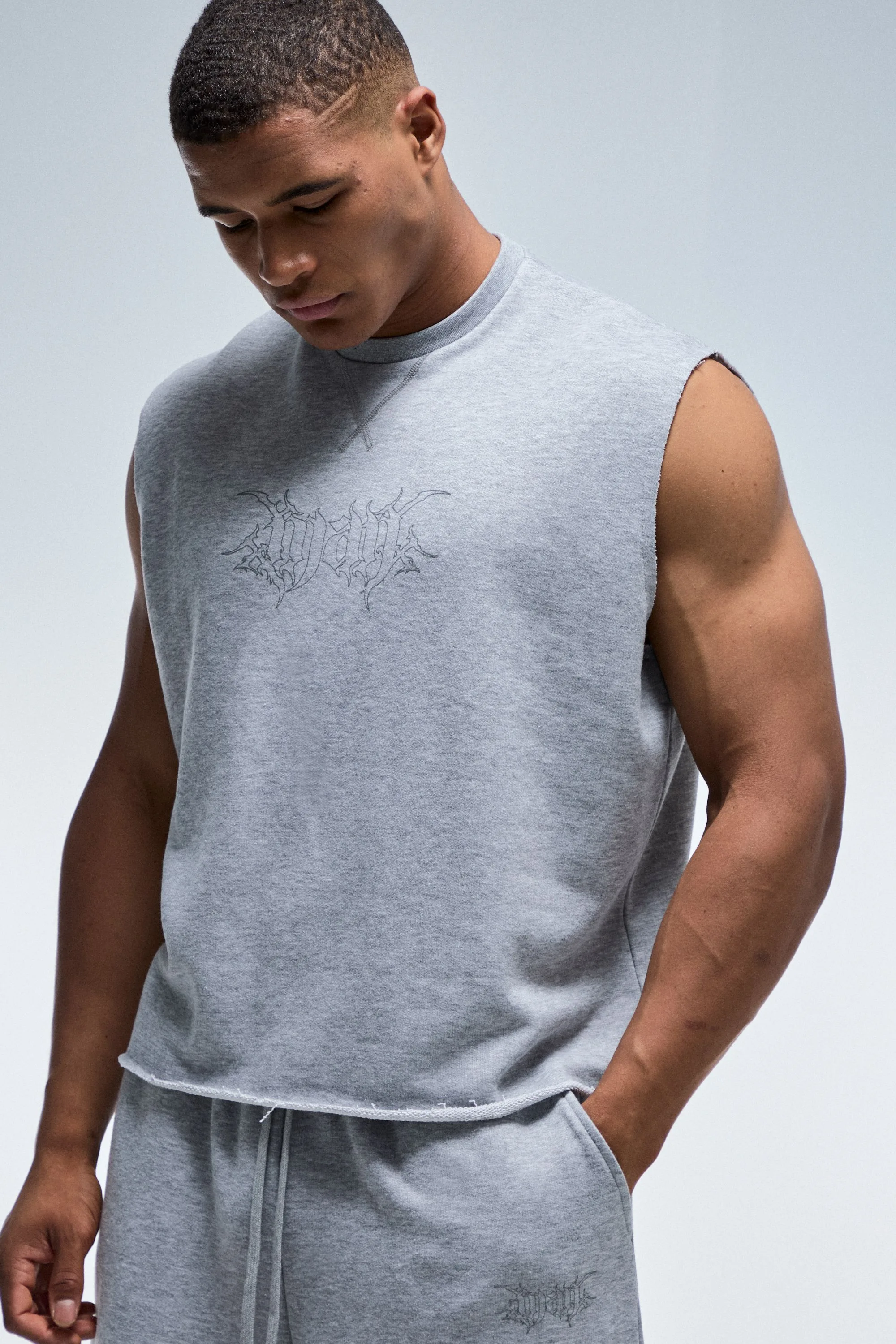 Mens Man Active Boxy Loopback Tank - Grey Cotton - Size X-Small - boohooMAN - FashionsVida