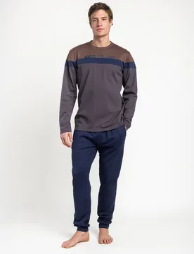 Pijama completo largo de hombre de punto de algodón - Admas - FashionsVida
