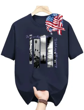 Summer Fashionable 100%cotton Crew Neck T-Shirt - Men's Casual Short-Sleeve Tee with Seaside Letter Print - Aliexpress - FashionsVida