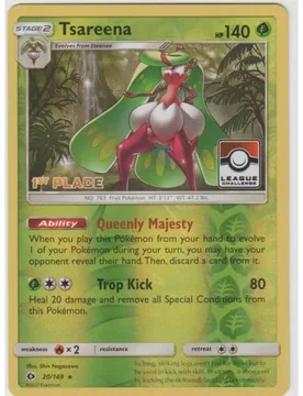 Pokemon Sun and Moon (Base Set) 20/149 Tsareena (League Promo 1st Place) - Pokémon - FashionsVida