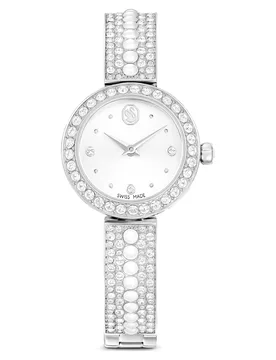 Orologio Matrix pearl bangle, Fabbricato in Svizzera, Bracciale in cristallo, Bianco, Acciaio inossidabile OS - Swarovski - FashionsVida