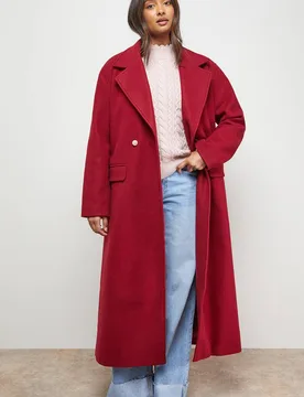 Women's Tie Belt Detail Midi Coat in Red Size: 10 - Red - Size: 10 - OASIS - FashionsVida
