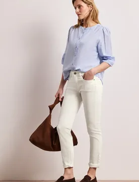 Mid Waist Slim Leg Jeans im Casual Fit female Weiß - Street One - FashionsVida