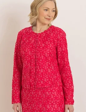 Women's Textured Floral Lace Peplum Jacket in Pink Size: 12 - Pink - Size: 12 - Anna Rose - FashionsVida