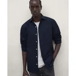 Camisa de hombre alfredo de cuello italiano con cierre de botones