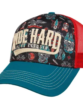 Ride Hard Trucker Cap by - black - Size: One Size - King Kerosin - FashionsVida