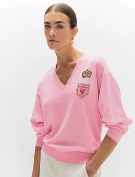 Jersey de mujer cuello pico parches - Lola Casademunt - FashionsVida