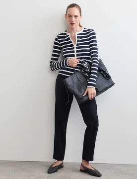 Pure Cotton Jersey Striped Henley Top Ivory Mix female - Jaeger - FashionsVida