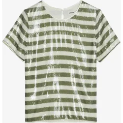 Zadig & Voltaire - Top de mujer con lentejuelas y mangas abullonadas
