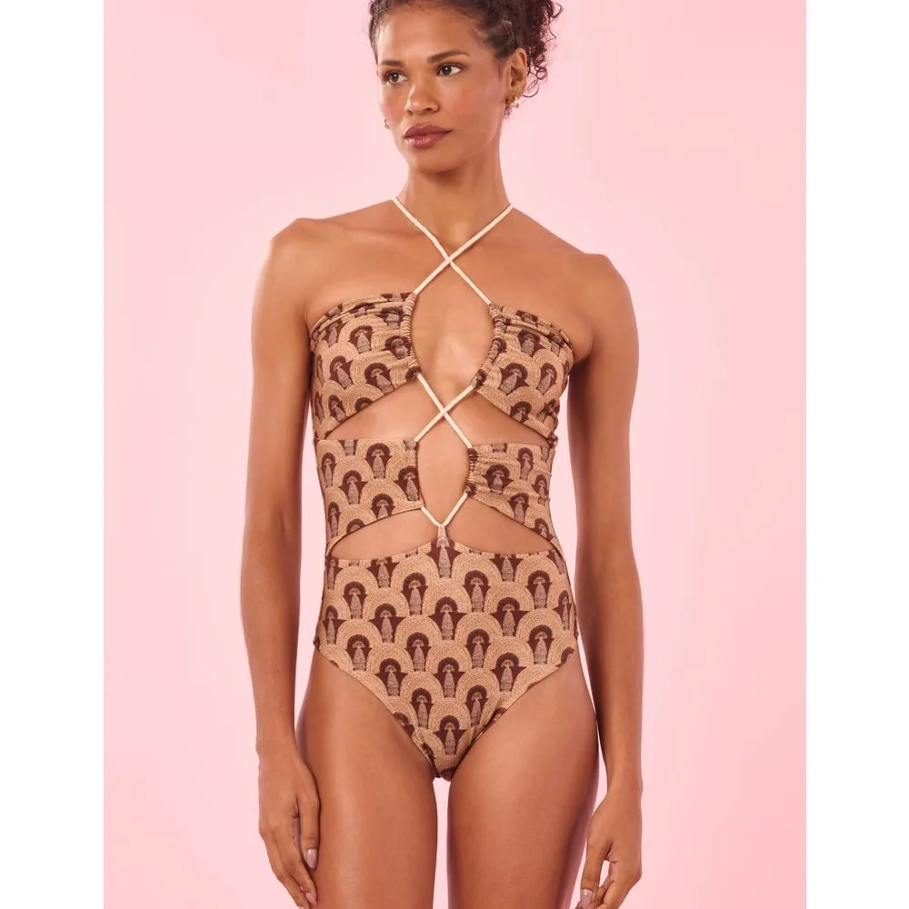 Bañador de mujer brasileño estampado con relleno - Blueman - FashionsVida