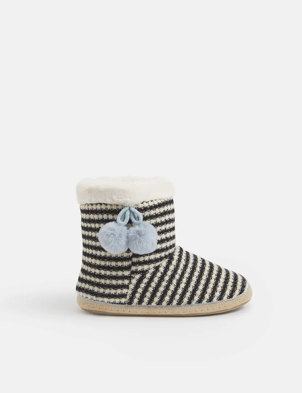 Striped Knitted Slipper Boots White/Black female - Accessorize - FashionsVida
